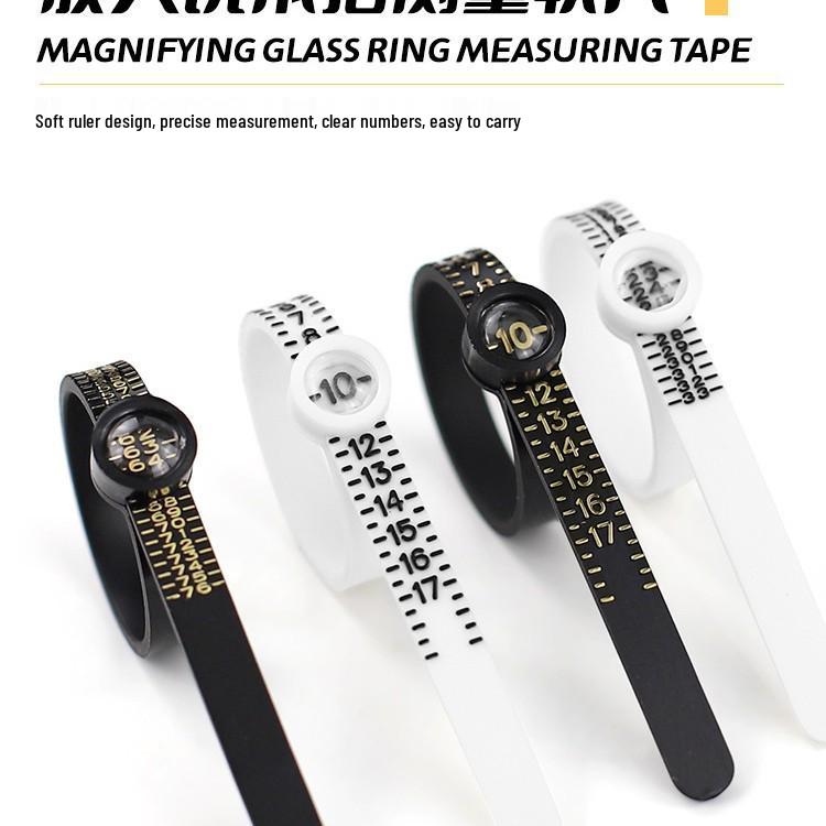 Ring Sizer: Soft Finger Measuring Ruler with Magnifying Glass and US Size Scale
