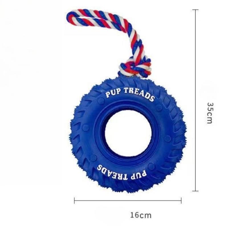 1pc Durable Rubber Tire Chew Toy for Large Dogs Interactive Training Teeth Cleaning Biting Resistant Border Collie Pet Dog