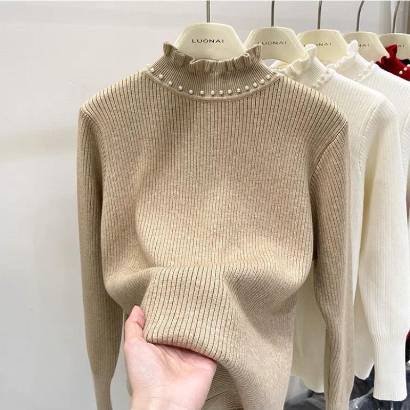 Damen Rollkragenpullover Kaschmir Strickpullover Samtgefüttert Warm Damen Pullover Herbst Winter Damenpullover