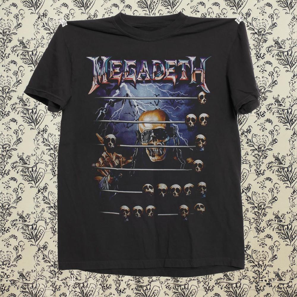Винтажная футболка Megadeth Футболки группы Черепа Футболка унисекс XL