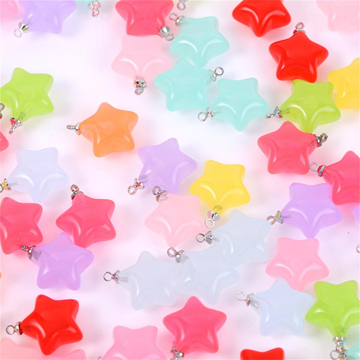 

TX32 10pcs 17x10mm Candy Color Acrylic Star Charms Simple Pendant Handmade Jewelry Making Diy Bracelet Necklace Accessories 10pcs