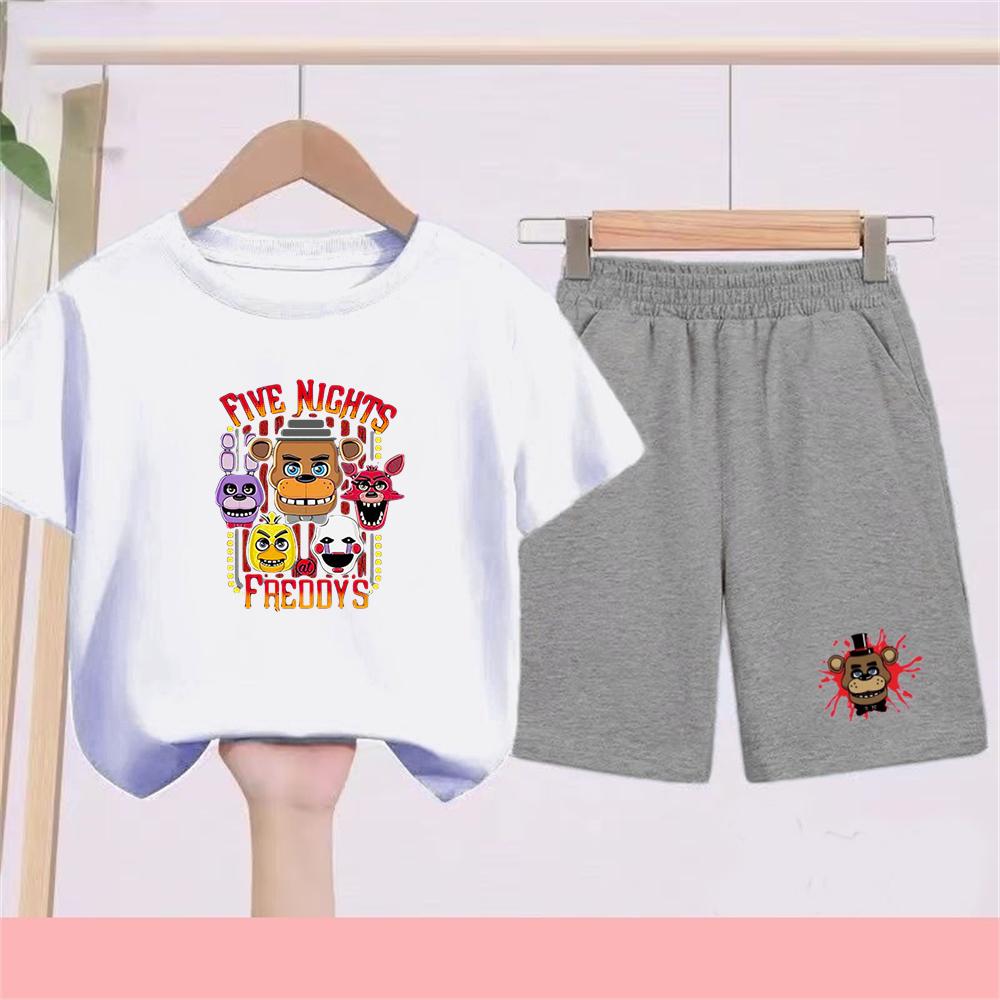 Summer boy Girls Casual T Shirt Sets cartoon Printed Kids Fashion Outfits Teen Children's O Neck Short Sleeve Tops Shorts 2pcs