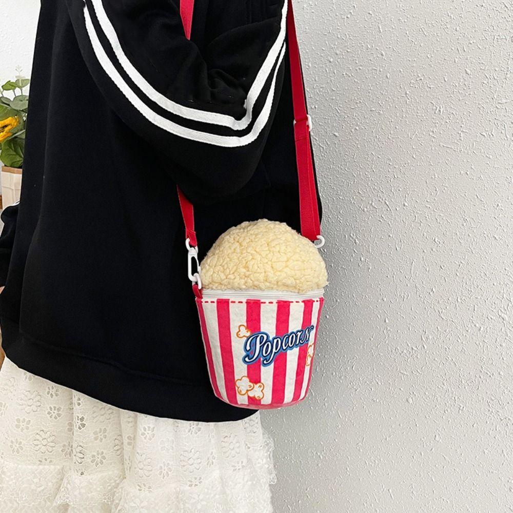 Personality Cartoon Popcorn Shoulder Bag Adjustable Strap Creative Bucket Bag  Outdoor