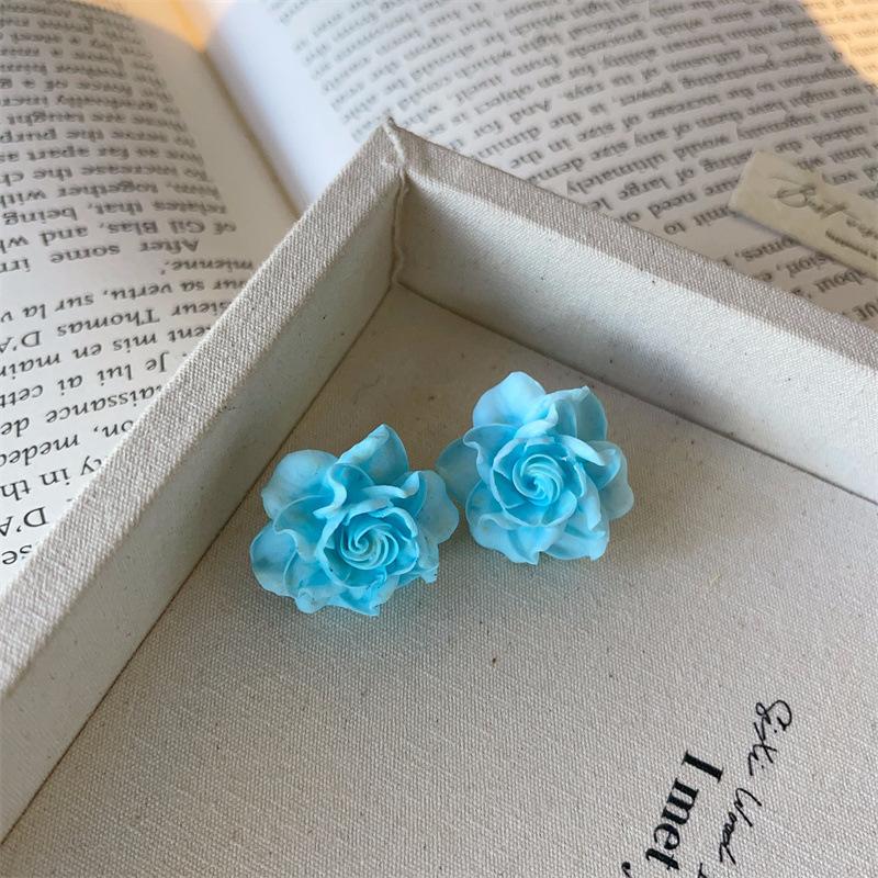 Sweet Resin Rose Flower Earrings Elegant Stylish Minimalist Ear Accessories