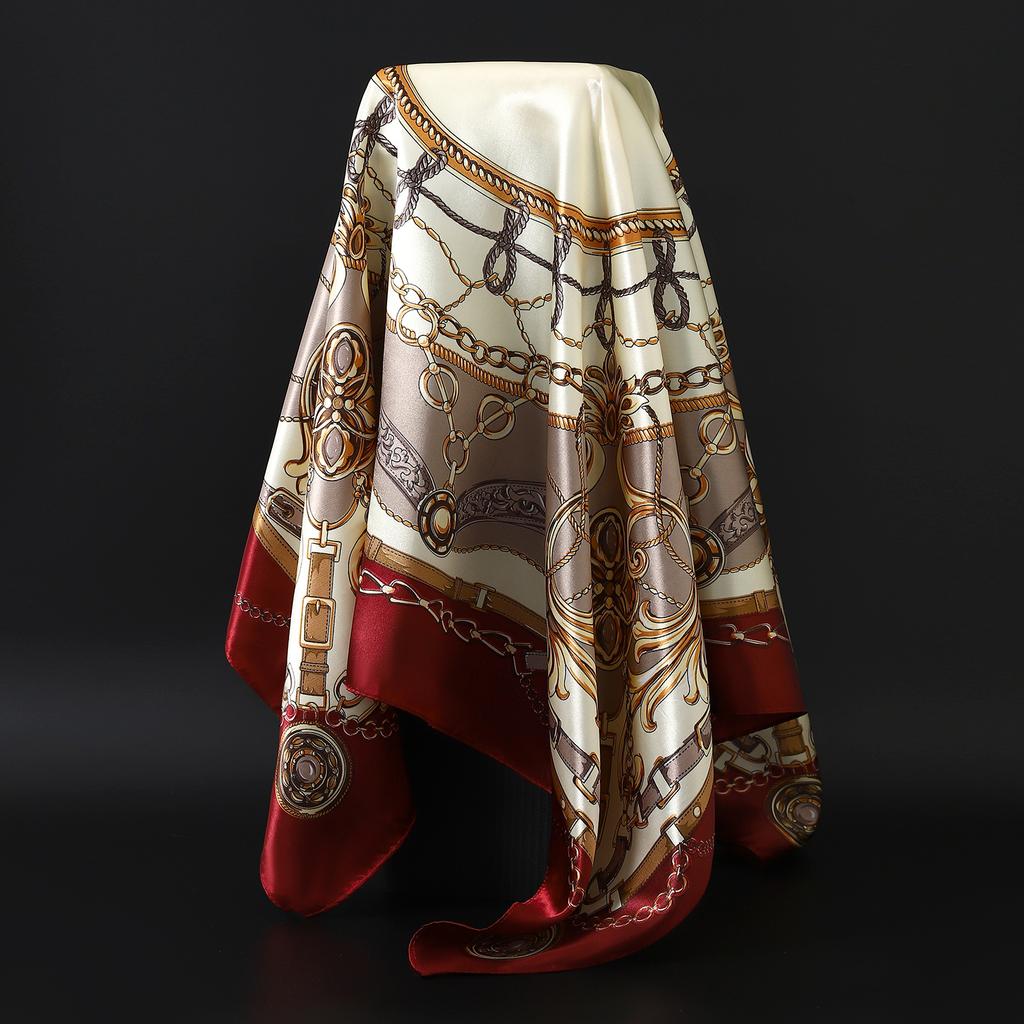 Europe America Kerchief Four Seasons Popular Silk Scarves Luxury Style Sunscreen Square Shawls New Fashion 90X90CM Headcloth