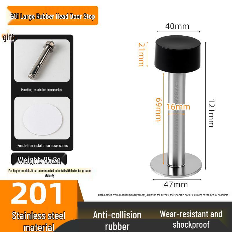 Stainless Steel Wall/Floor Mount Anti-Collision Door Stopper with Thickened Base