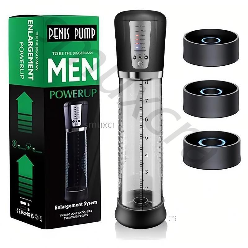 Electric Male Penis Pump Vacuum Pumps Masturbator Penile Enlargement Enhance Erection 2 In 1 Cock Trainer Adult Sex Toys 18+