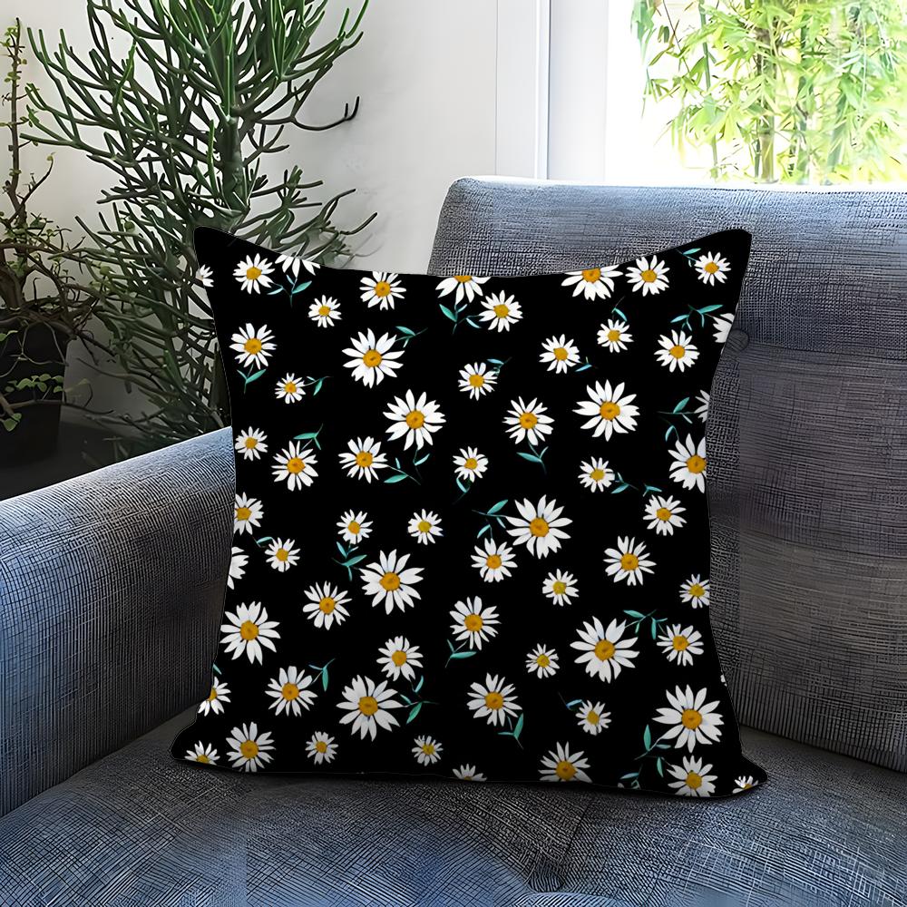 Daisy Pattern Cushion Cover Comfortable Reversible Pillow Cover Ideal for Car Sofa Bedroom  Beyond