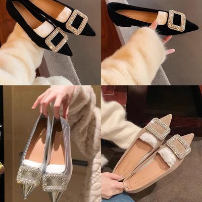 Grape Mother Studiolee Exquisite Sparkling Diamond Buckle Temperament Small Pointed Head Shallow Mouth Flat Bottom Single Shoes Women