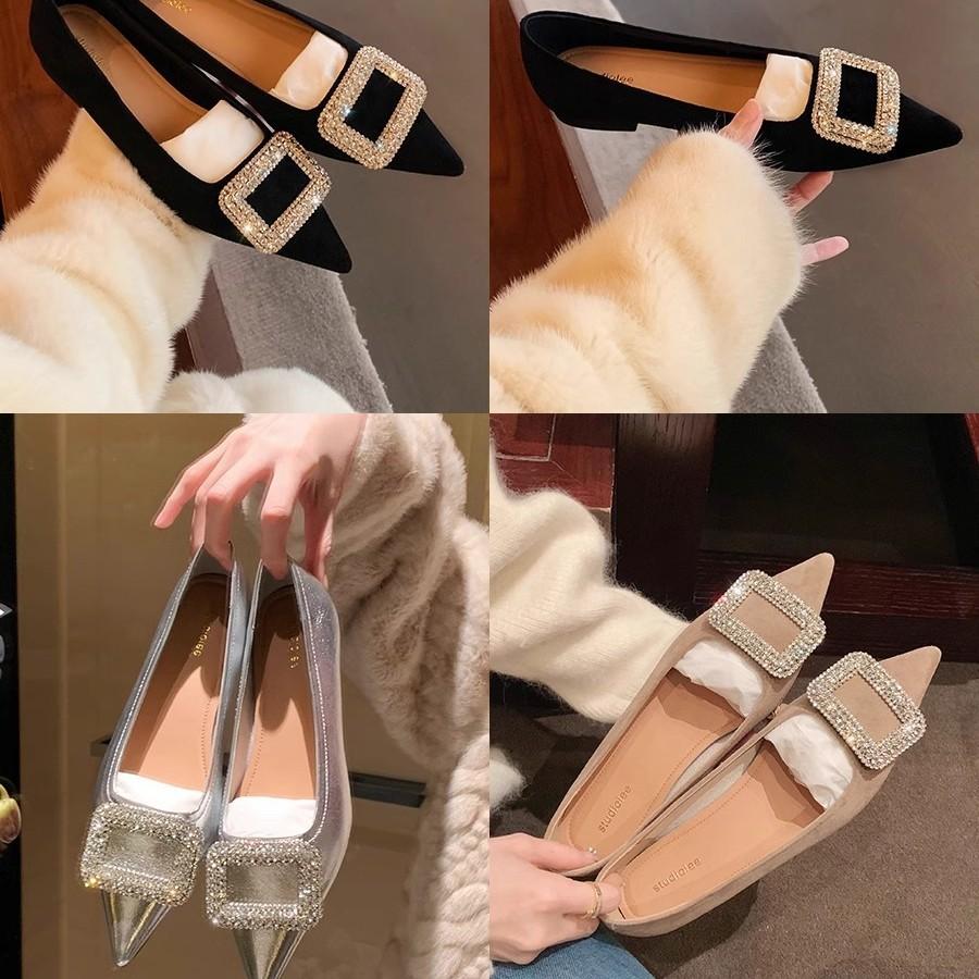 Grape mother studiolee exquisite sparkling diamond buckle temperament small pointed head shallow mouth flat bottom single shoes women