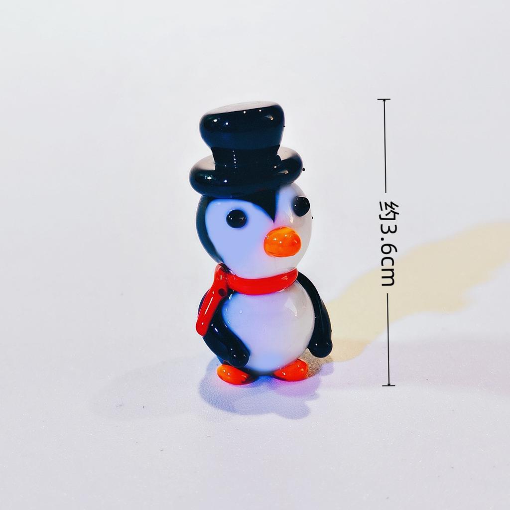 Mini Glass Penguin Figurine Cute Animal Household Tabletop Christmas Ornament Living Room Car Gifts Decoration Supplies New