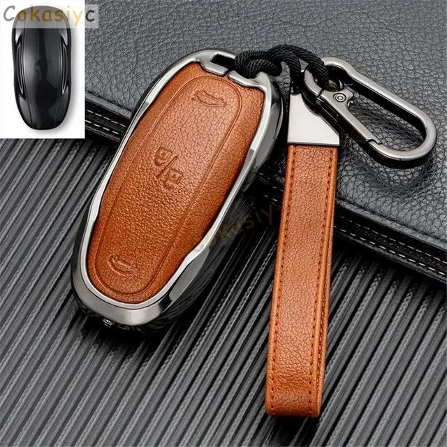 Car Sticker 2025 New Tesla for Tesla Model S Model 3 Model X Accessories Car Key Case Cover with Belt Aluminum Alloy Key Shell S