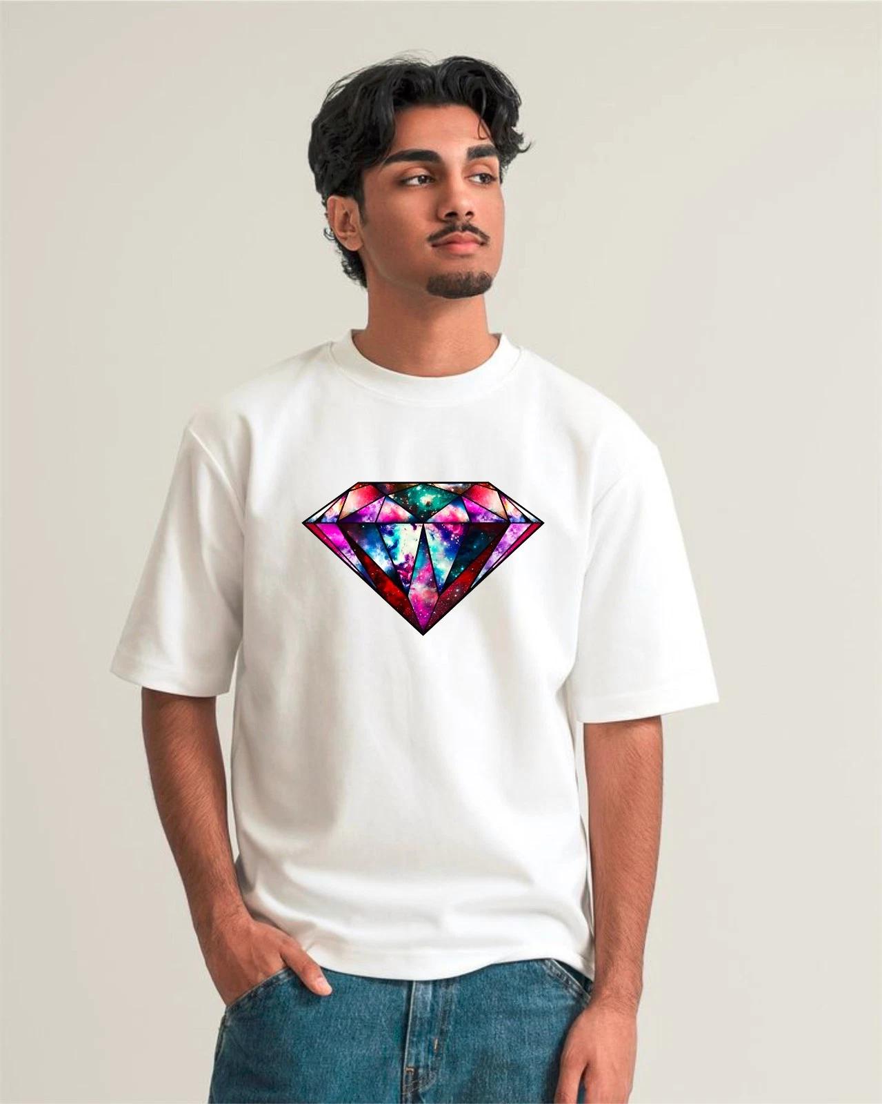 Geometric Galaxy Diamond T-Shirt, Space Universe Tumblr Hipster Aesthetic Tee XL