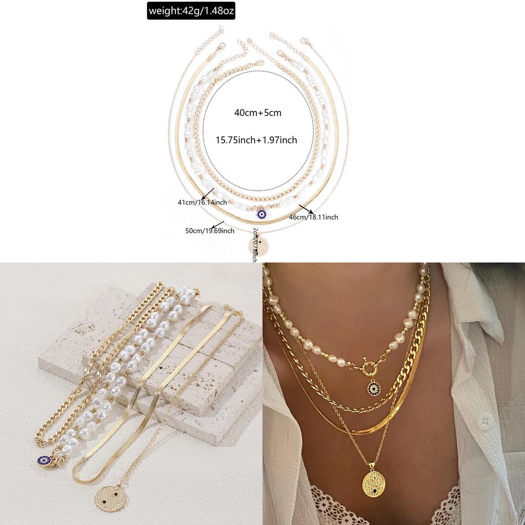 Demon Eye Multilayer Necklace With Zinc Alloy Geometric Pendant For Women