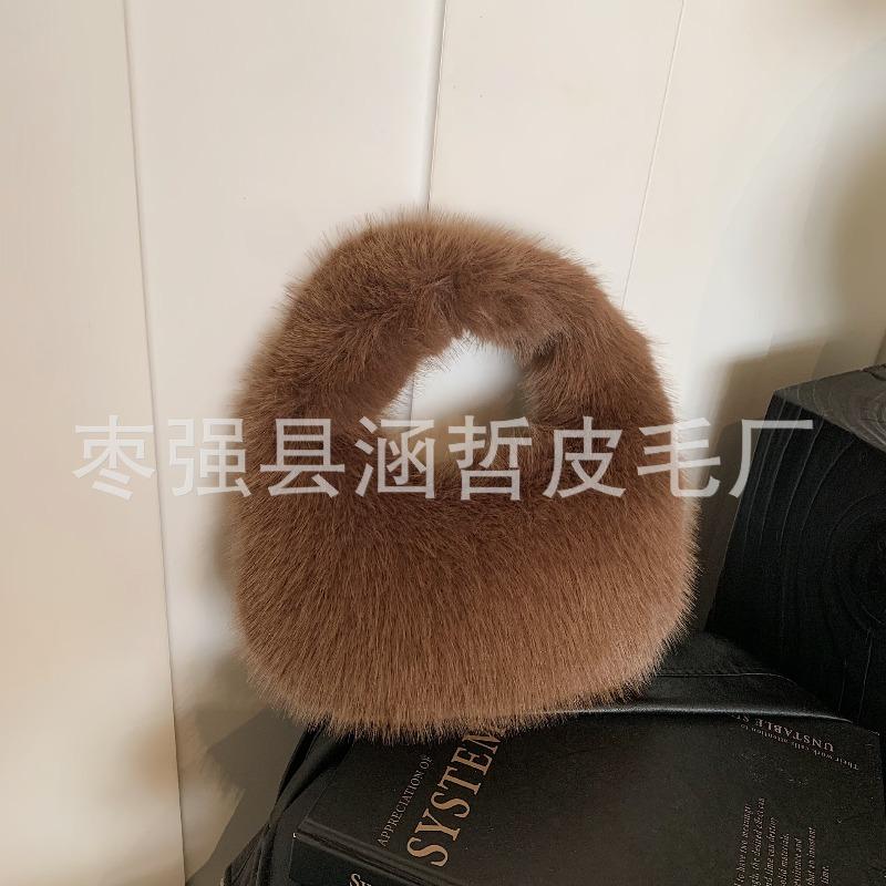 Autumn and winter fluffy imitation fox hair bag versatile portable plush dumpling bag