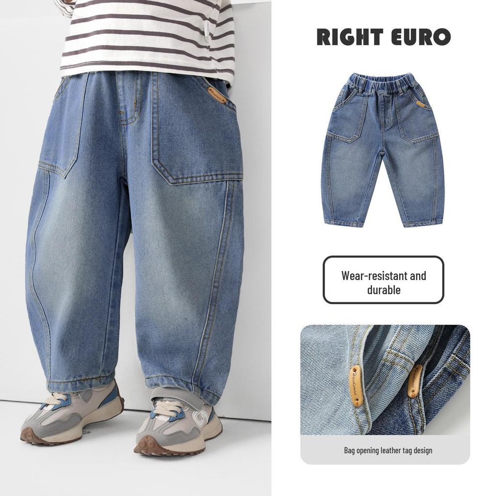 European Boys' Jeans, Spring 2026 Collection, Medium-Large, Casual Style for Kids (Spring/Autumn).