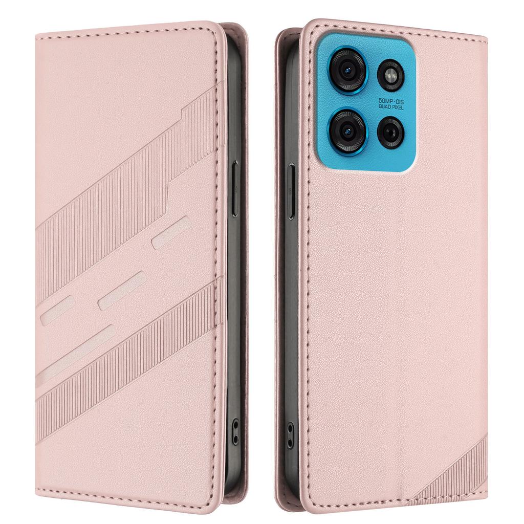 Für Motorola Moto G75 5G Handyhüllen Punk Stil Geprägtes Wallet Ständer Lederhülle