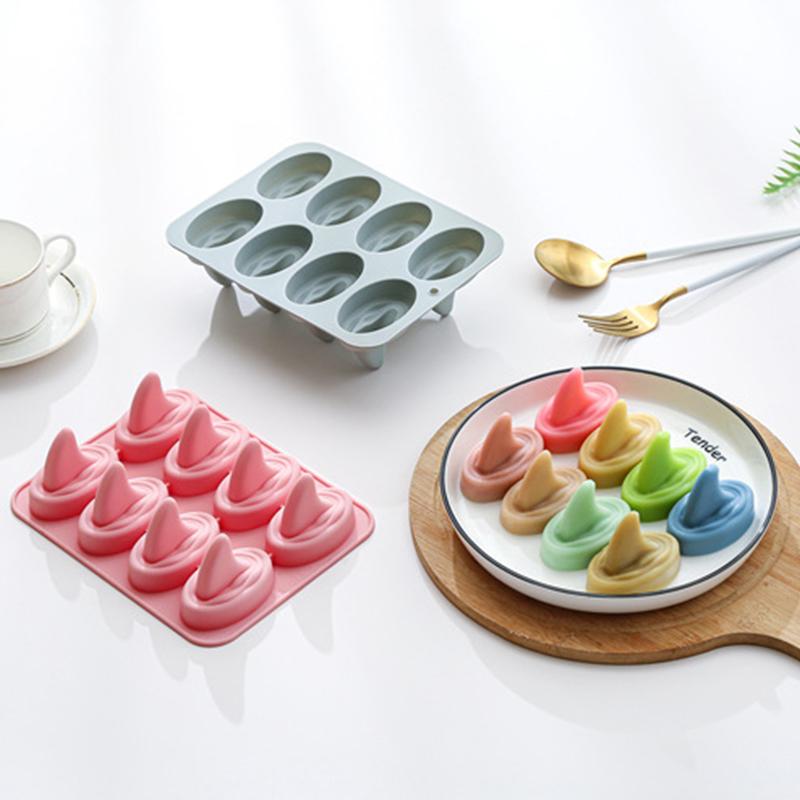 8-Loch Haifischflossenform Kuchen Silikonform Dreidimensionales Eisgitter Schokoladenform Backzubehör