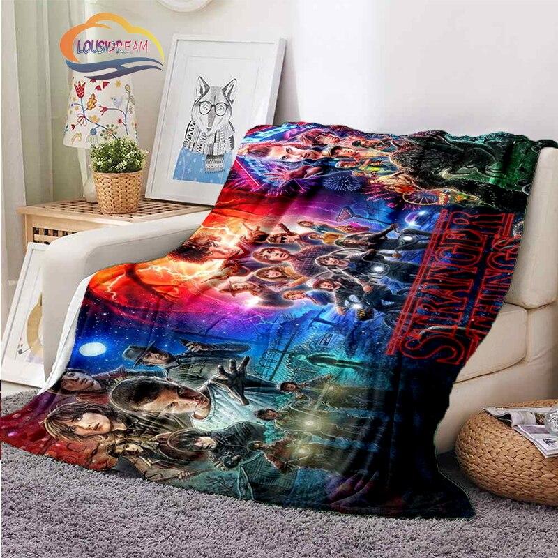 Horror Series Stranger Things Series Flannel Blanket Bedroom Sofa Bed Four Seasons Soft Blanket Travel Light Comfortable Blanket
