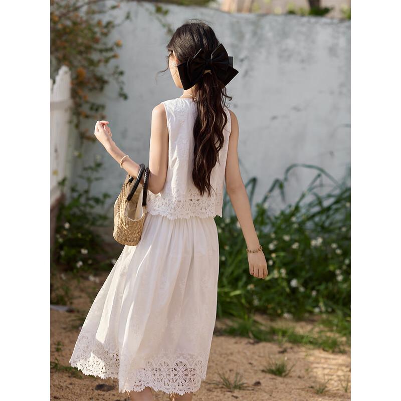 V-Neck Lace Embroidered Two-Piece Set