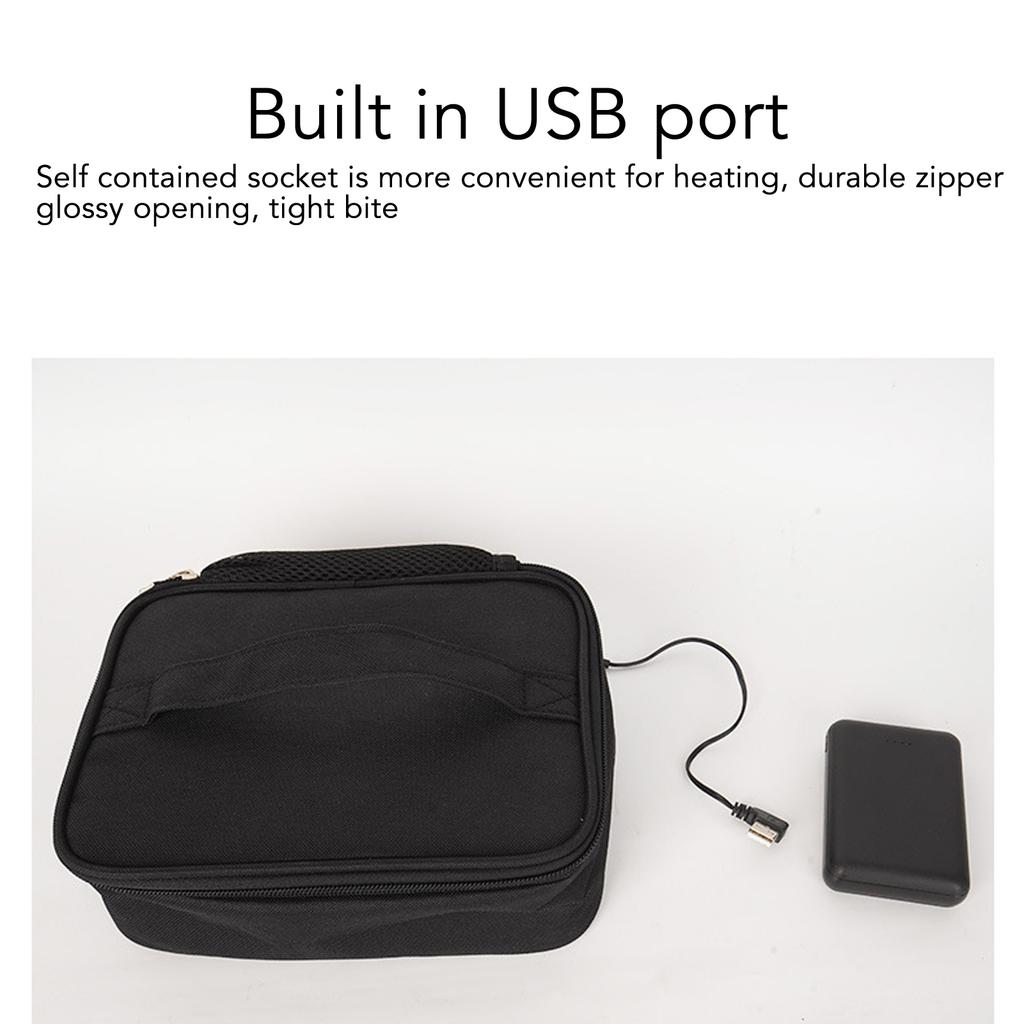 Podgrzewany pojemnik na jedzenie ładowany przez USB 2 metody podgrzewania Wodoodporna tkanina Oxford Przenośna mikrofalówka Błyszczący otwór do użytku na zewnątrz