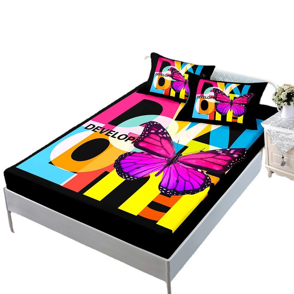 Three-Piece Mattress, Bedspread, Butterfly Animal Rainbow Mattress, Protective Cover.