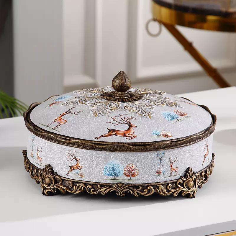 

Тарелка для сухофруктов в европейском стиле. Креативная простая тарелка для закусок с семенами дыни и фруктами с крышкой. Коробка для конфет в гостиную с орехами.