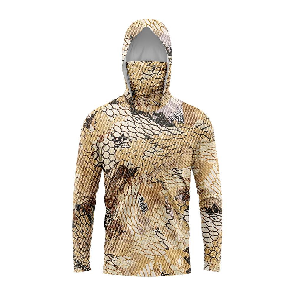 MALFC Hood Fishing Shirt Fishing Apparel Men Long Sleeve Fishing T Shirt UV Protection