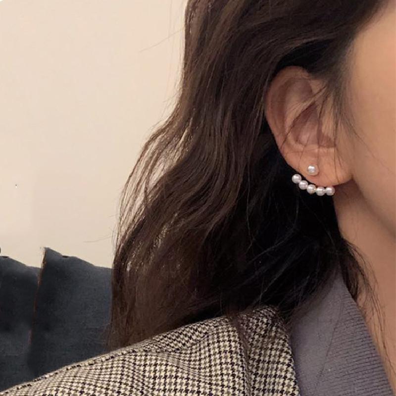 Stud Earrings Tide 925 Silver Korean Style Simple Design Earrings Fine Pearl Earrings Girly