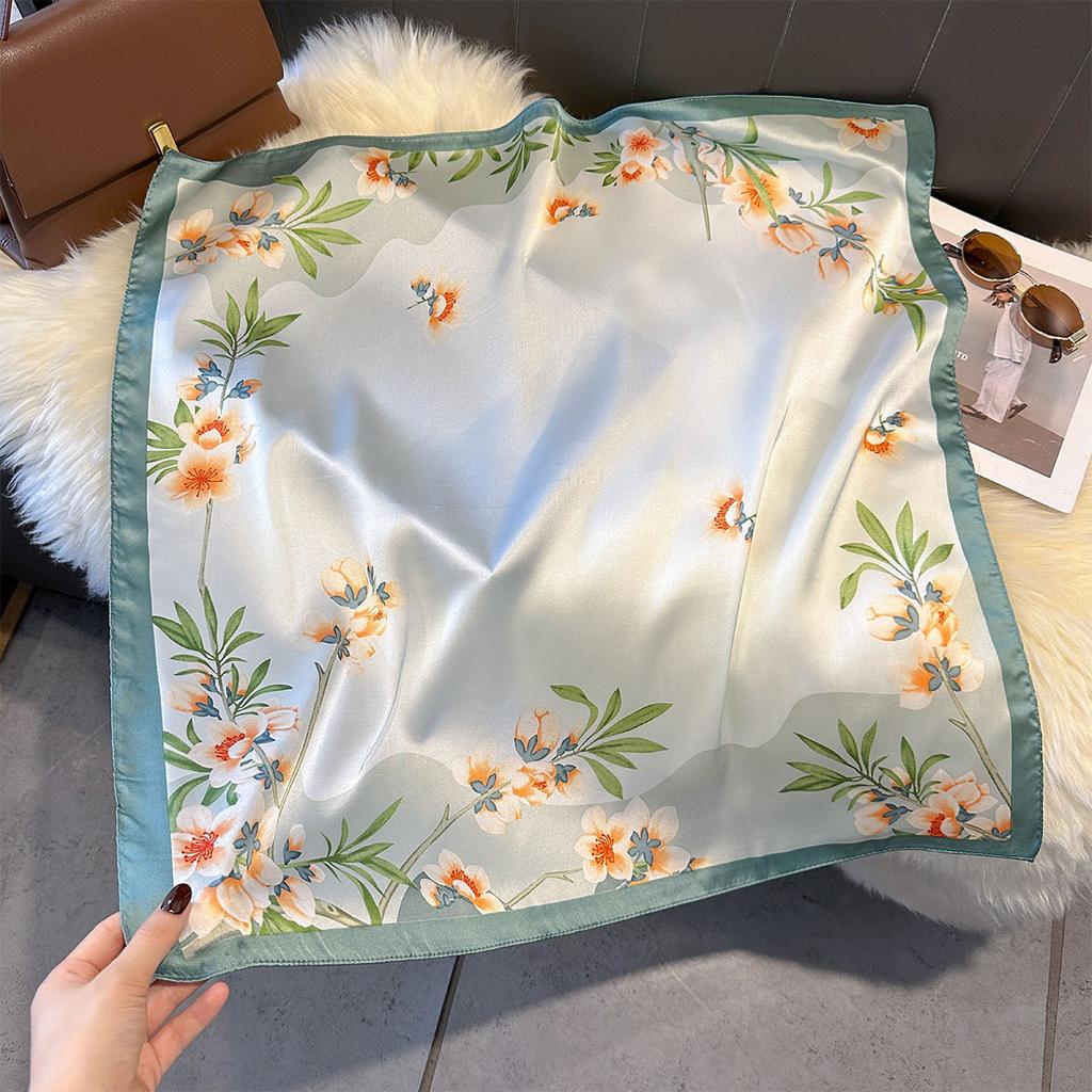 Korean New Versatile Fashion 71 Imitation Silk Square Scarf Women's High-end Sense Neck Protection Neck Scarf Silk Scarf