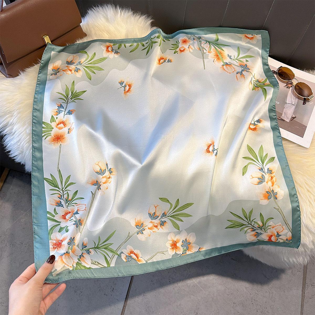 

70Cm Printed Neckerchief Hijab Scarf For Women Silk Satin Headband Hair Scarves Female Square Shawls Ladies Head Bandana Scarves One Size