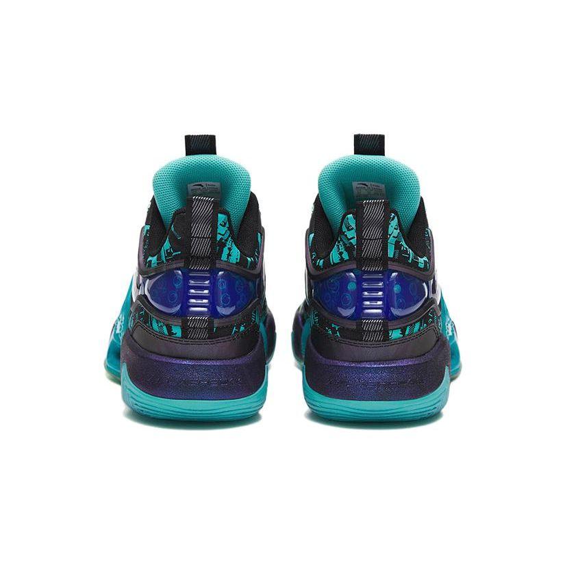 Anta Qingkuang 2 Slip Resistant Durable Low Top Basketball Shoes Kids sneaker Black Blue Green 312311116-1