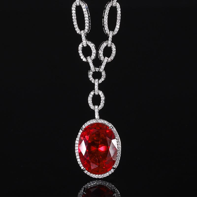 Jewelry Simulation Red Corundum Luxury Inlaid Banquet Pendant Necklace Stone 15 * 20