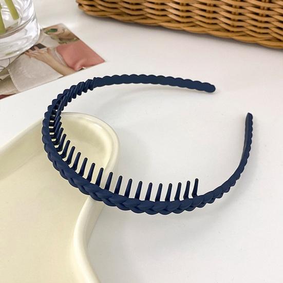 Women Headband Elastic Solid Color Anti-slip Frosted Braid Broken Hair Organization Face Washing Bath Hair Hoop with Teeth Female Headwear