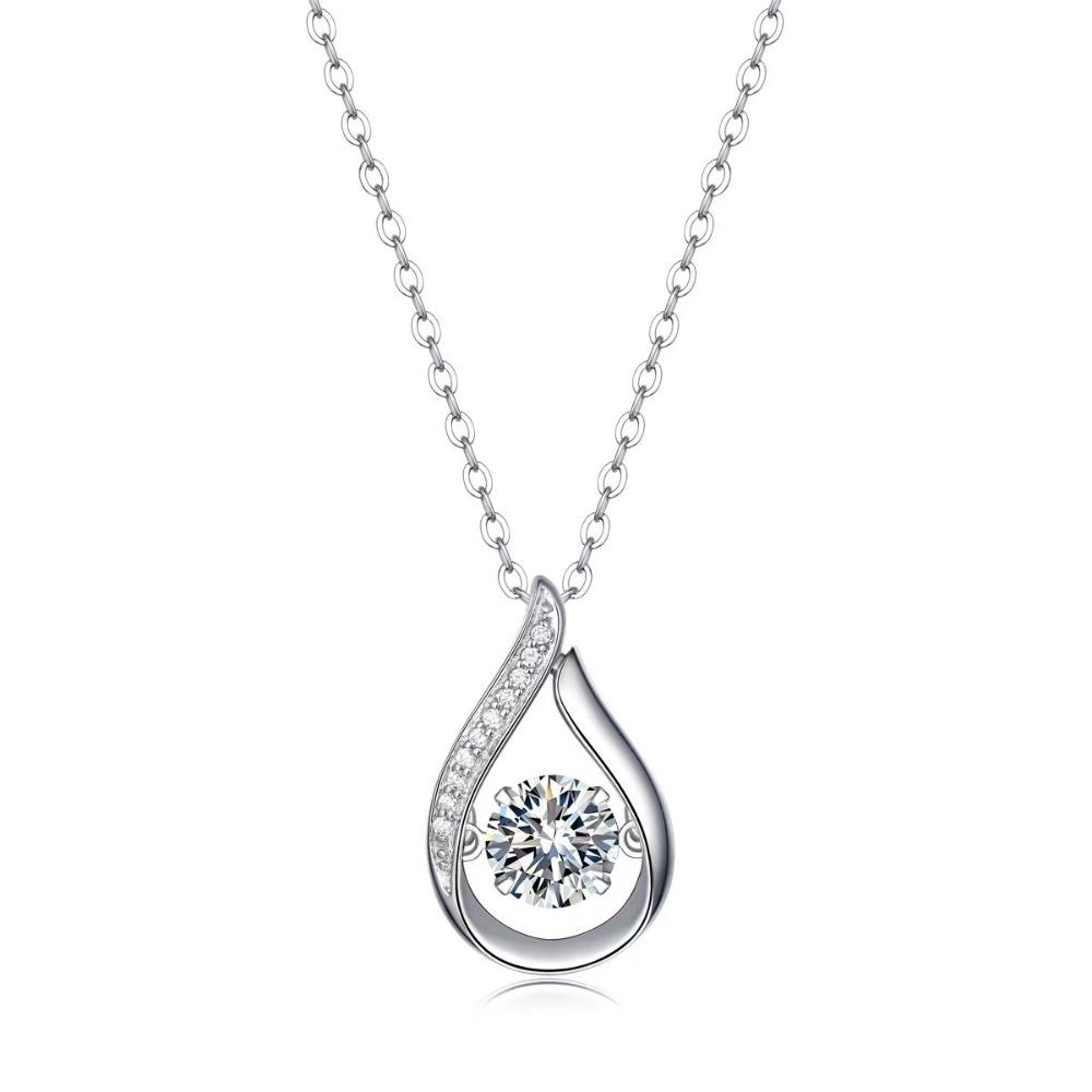 Women's Zircon Necklace 1 Carat Moissanite Drop Pendant Jewelry