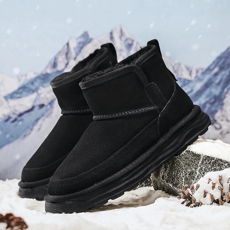 Snow boots winter new fleece thickened fur integrated warm high-top cotton shoes