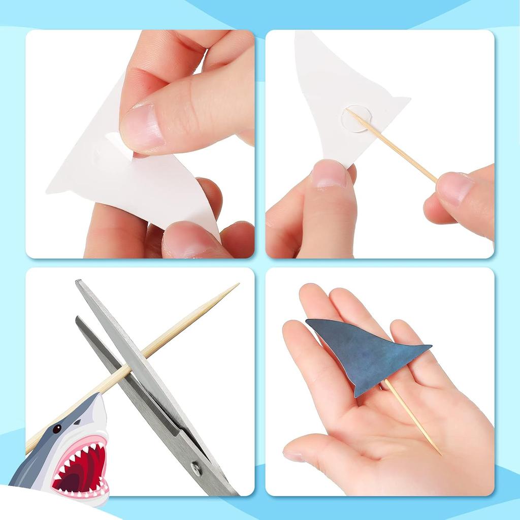18pcs Shark Cake Topper for Attack Sea Creatures Decor Shark Figurines Decorations Ocean Theme Cupcake for Birthday Shower Party