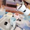 Candy-Colored Ceramic High-Value Men'S And Women'S Drinking Cups, Pearl Handles, Household Coffee Cups With Lids And Spoons