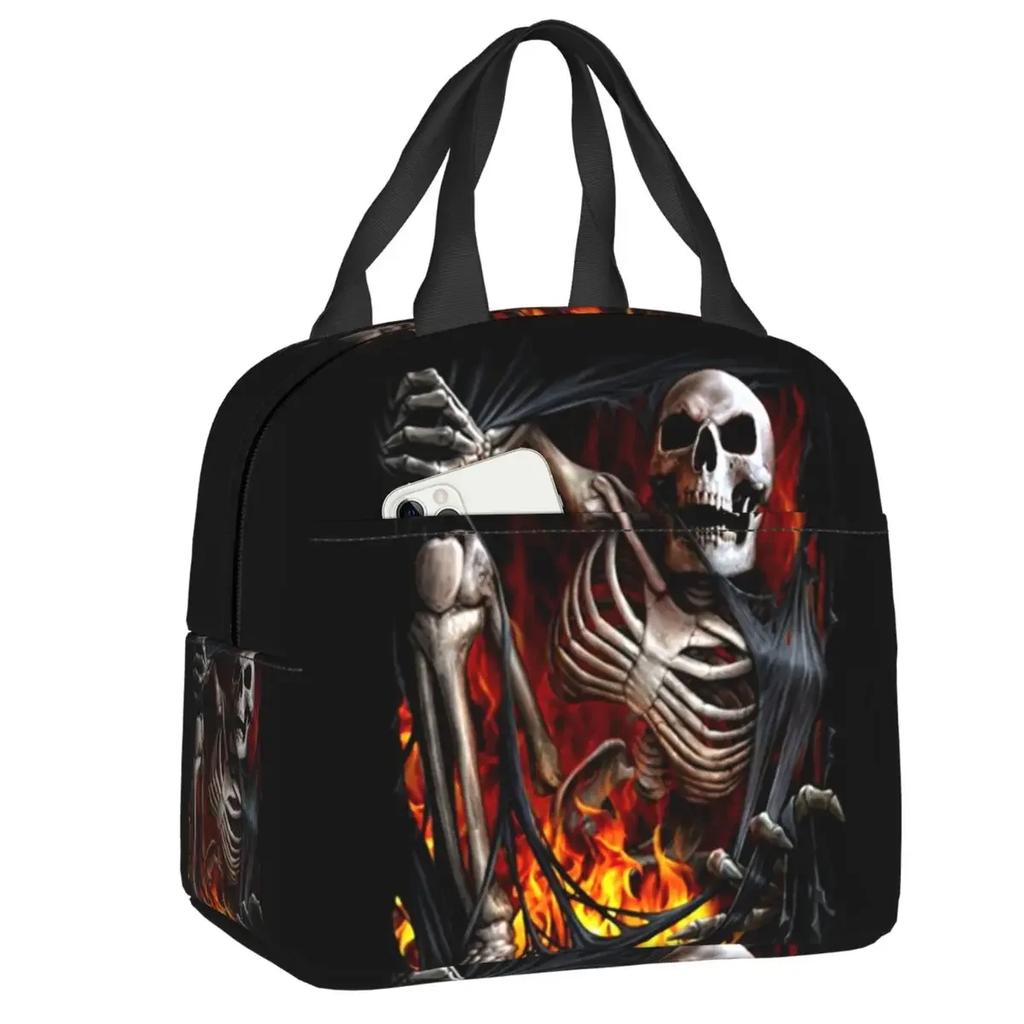 Evil Hands Skull Lunch Bag Leakproof Halloween Gothic Skeleton Thermal Cooler Insulated Lunch Box For Women Kids Food Tote Bags