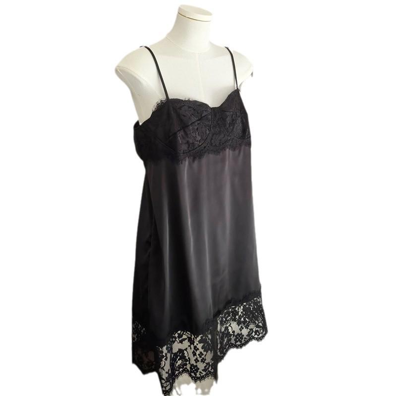 1527 Plus Size Lace Camisole Nightgown - Sexy, Pure Desire, Ice Silk Imitation Pajamas