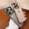 Fold Glass Lens Stand Holder Clear Case For 17 16 15 14 13 12 Pro Max Plus Plating Camera Protection Shockproof Cover