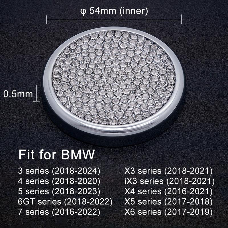 Diamond Steering Wheel Start Button Media iDrive AC Volume Knob Metal Crystal Sticker Accessories for BMW 5 X3 X4 Series
