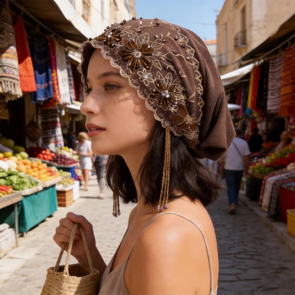 Ethnic Style Handcrafted Embroidered Lace Sun Hat For Summer Beach Travel