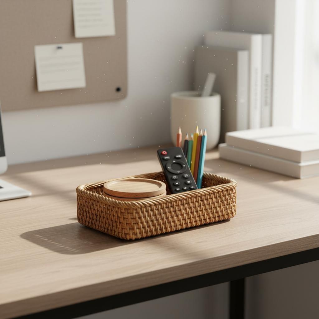 Japanese Design Storage Box Long-Lasting Rectangular Bread Basket Rectangular Rattan Basket Easy To Clean Moisture-Resistant