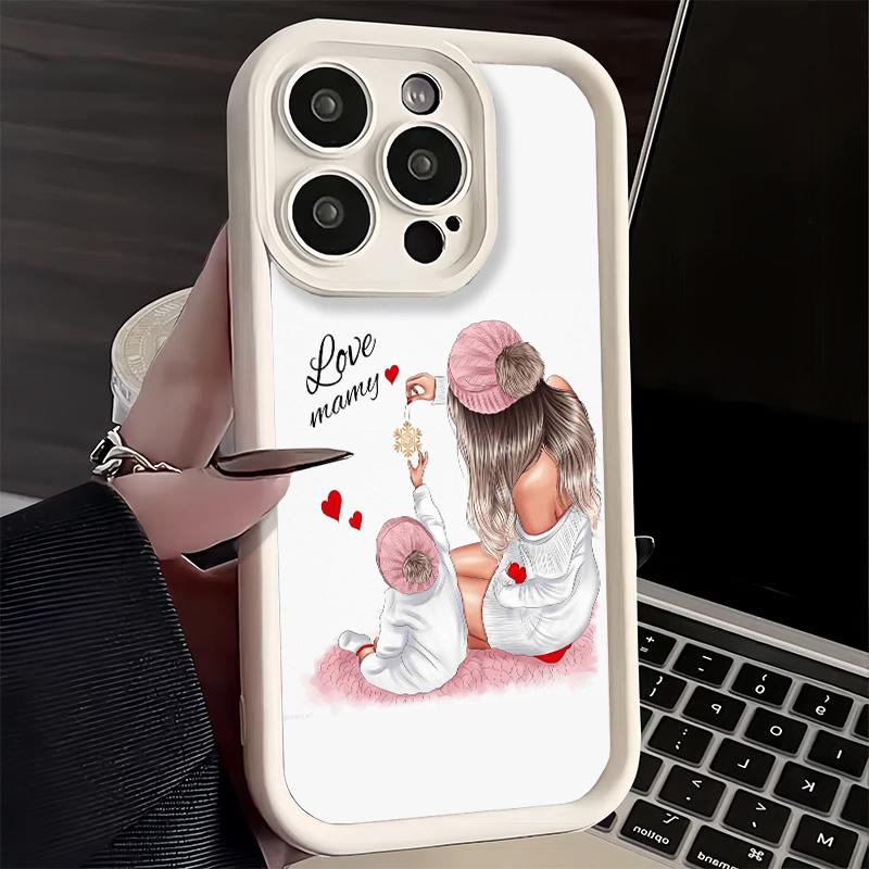 Phone Case for iPhone 17 Air 16E 15 16 Pro Max Mom Baby Girls Theme Cover 14 Plus 13 12 Mini Soft Shell Silicone Fundas