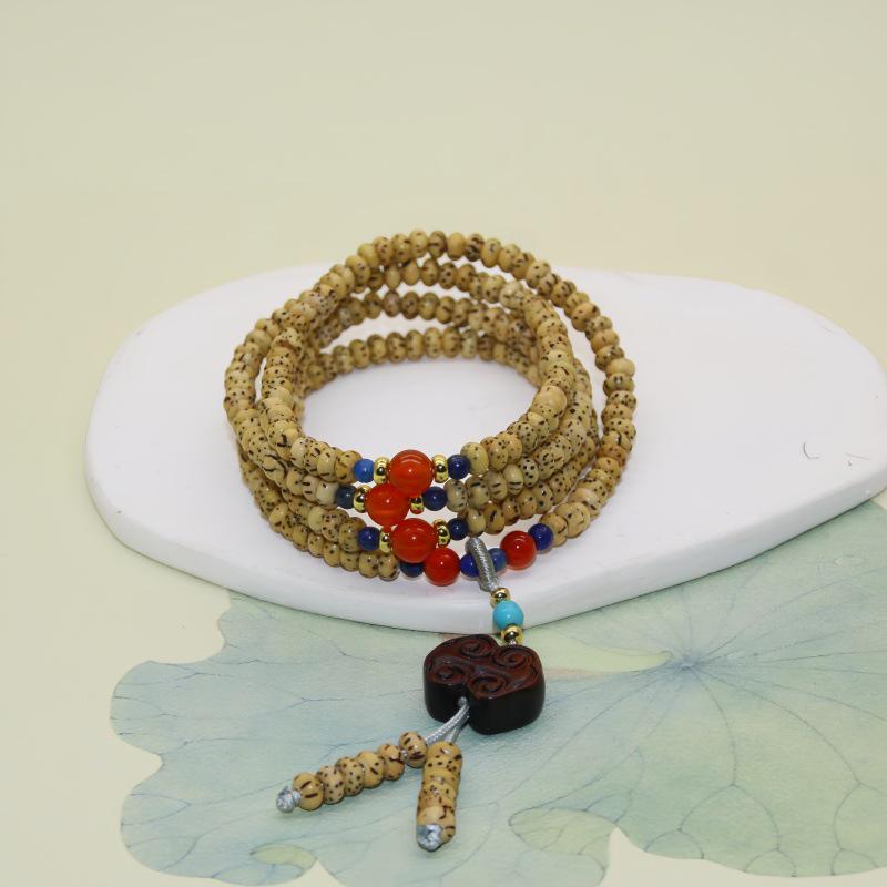 Hainan Polished Yellow Star Moon Bodhi Seed Multi-Turn Bracelet