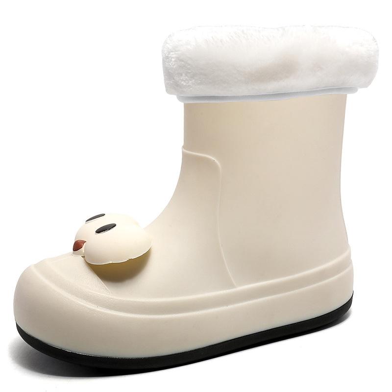 Stylish and cute women's medium tube rain shoes Cartoon rain boots Medium tube water boots Adult four-season warm and waterproof shoes for work wear