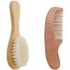 2-Piece Hairbrush Set with Wooden Handle, Baby Brush and Comb for Newborns and Toddlers, Made with Goat Hair and Natural Wood for Scalp Massage, Perfe