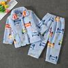 New  Kids Winter Soft Flannel Pajamas Clothing Sets Boys Girls Cartoon Thicken Warm Lapel Tops with Pants Pyjamas Sleepwear Casual Homewears