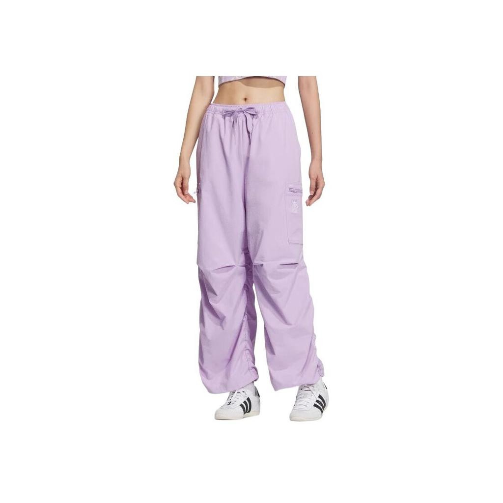 adidas Originals City Skate Fashion Soft Versatile Sports Lace-Up Cargo Pants Women Bottoms Purple JN1685